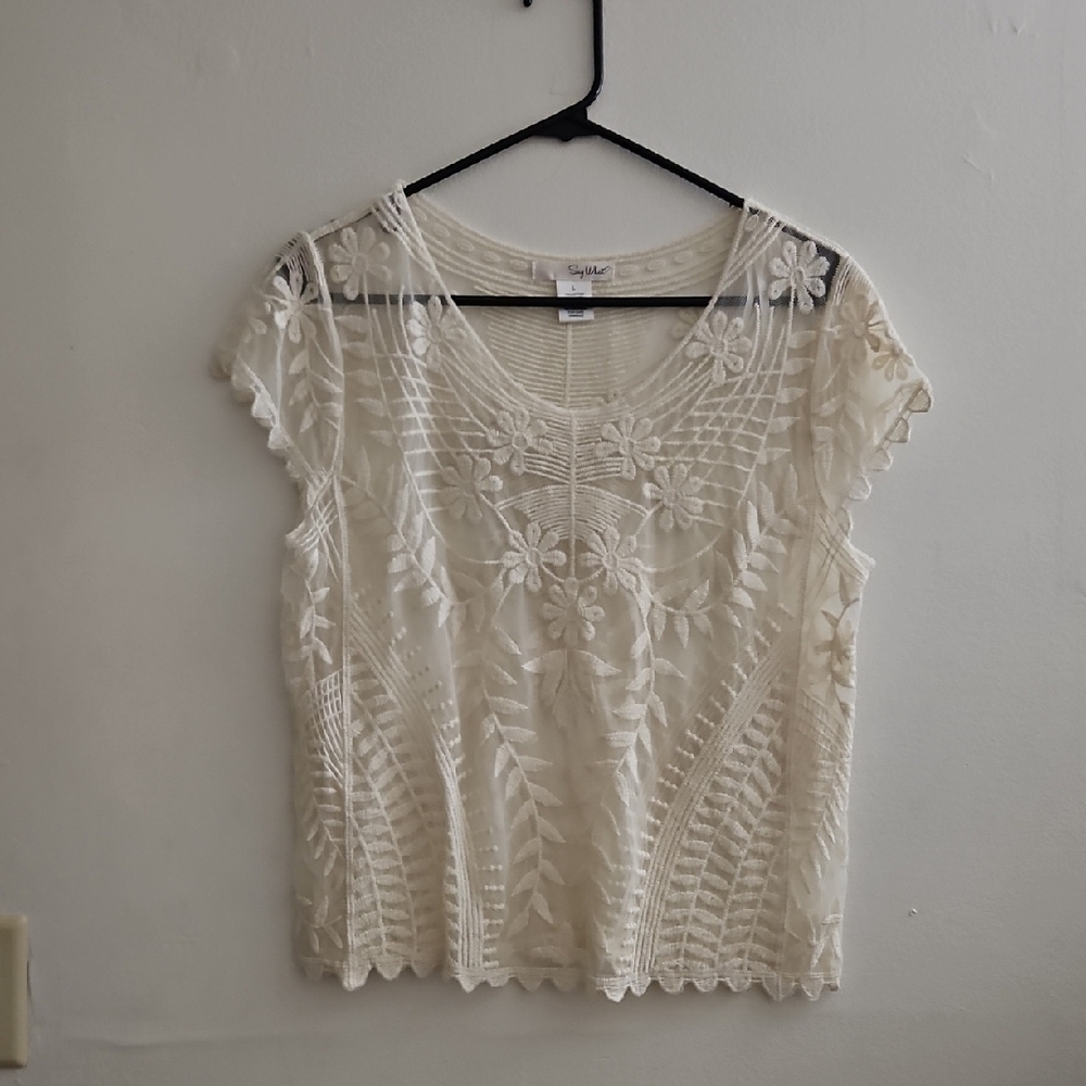 Say‎ What? Cream Floral Lace Blouse
